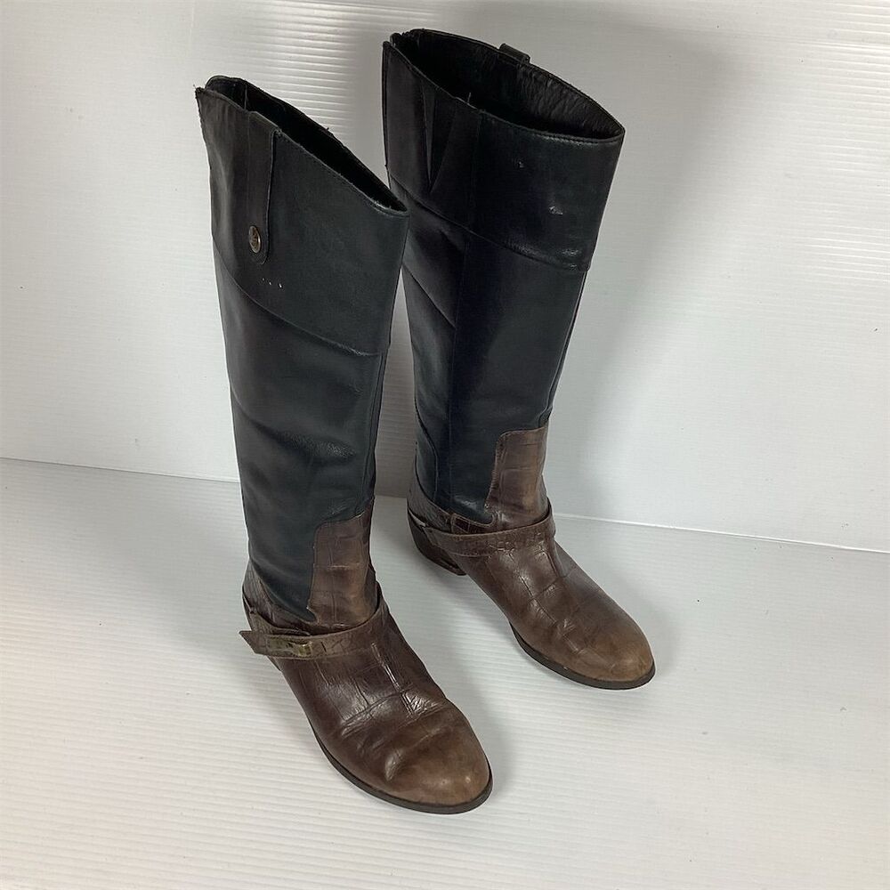 Sam Edelman Women's Juliana Black Leather Riding Boots Size 8M